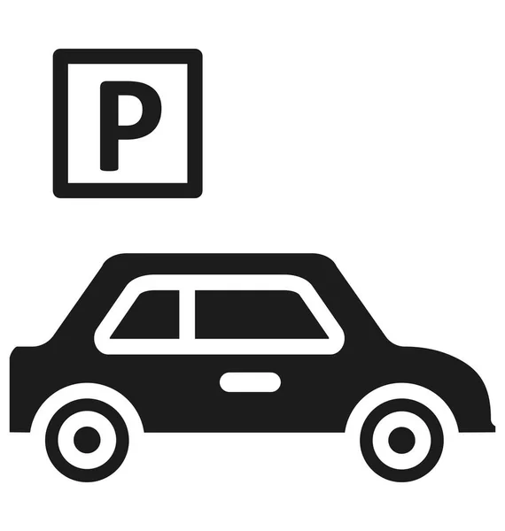Taxi Con Parcheggio Icona Vettoriale Isolata Viaggi Progetti Turistici — Vettoriale Stock