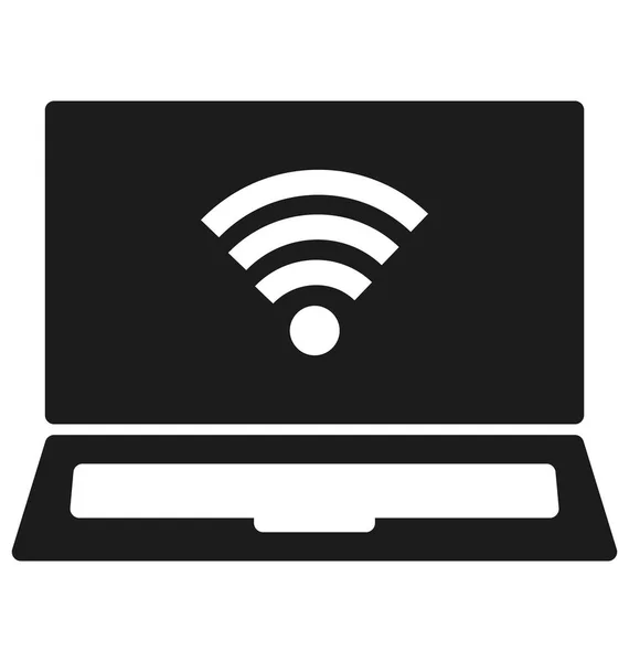 Laptop Wifi Białym Tle Wektor Ikona Używać Podróży Tour Projektów — Wektor stockowy