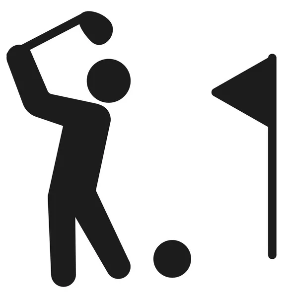 Golf Vurmak Golf Oyuncu Izole Vektör Simge Kullanmak Seyahat Tur — Stok Vektör