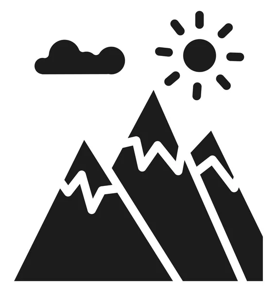 Βουνά Μεμονωμένο Εικονίδιο Του Φορέα Χρήσης Για Ταξιδιωτικό Και Τουριστικό — Διανυσματικό Αρχείο