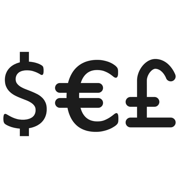 Monnaie Dollar Livre Euro Icône Vectorielle Isolée Utilisation Pour Les — Image vectorielle