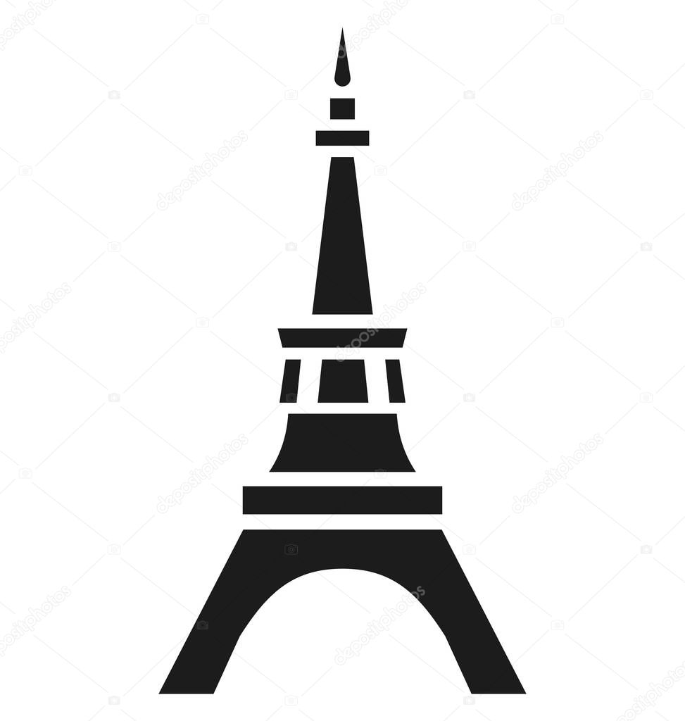 Eiffel Tower Isolated Vector Icon use for Travel and Tour Projects