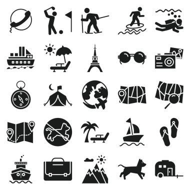 Travel and Tour Vector Icons Very trendy and useful for Traveling Projects. clipart