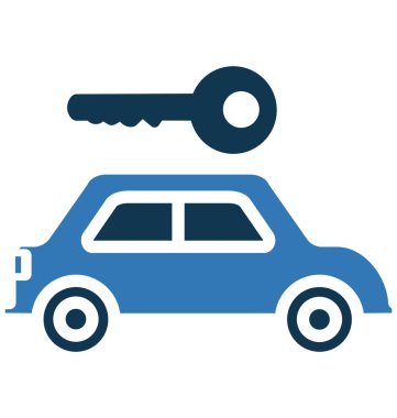 Seyahat ve tur projeler için araba ile anahtar izole vektör simgesi kullanın