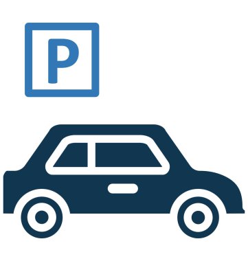 Seyahat ve tur projeler için taksi ile otopark izole vektör simgesi kullanın
