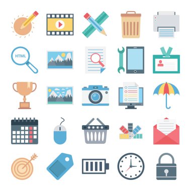 Web tasarım, veri ve geliştirme vektör simgeler izole  