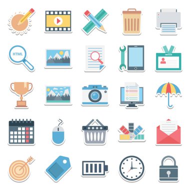 Web tasarım, veri ve geliştirme vektör simgeler izole  