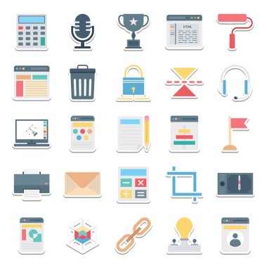 Web tasarım, veri ve geliştirme vektör simgeler izole  