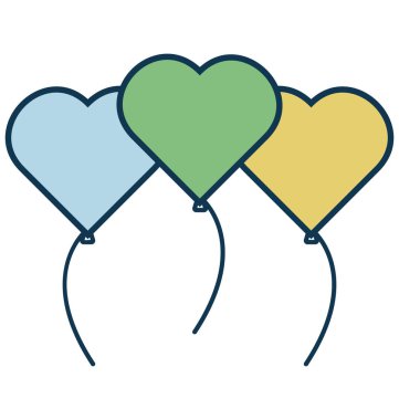 Kalp balon, balon vektör simgesi