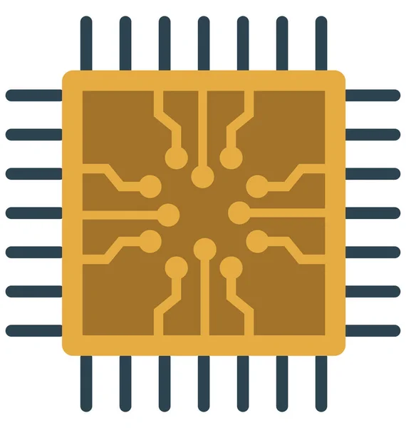 Processorchip Microchip Geïsoleerde Vector Icon — Stockvector