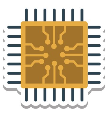 İşlemci yongası, mikroçip izole vektör simgesi