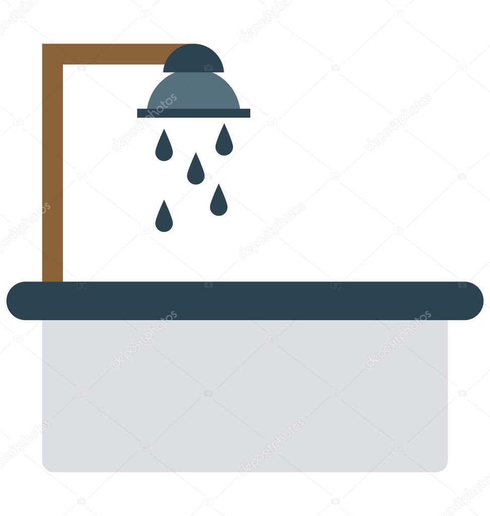 Shower Tub, Bath Isolated Vector Icons can be modify with any Style