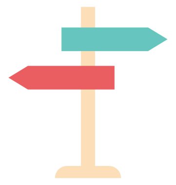 Işaret, yön tabelası, yön yazı vektör simgesi