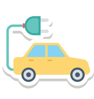 Elektrikli otomobil, elektrikli araç vektör simgesi