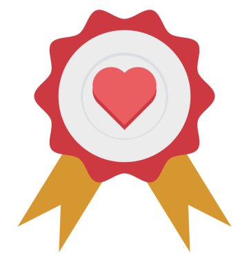 Rozet, kalp rozet vektör simgesi