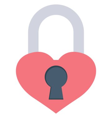 asma kilit, kalp vektör simge şeklinde.