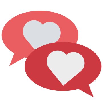 Romantik, chat, konuşma, kalp, konuşma vektör simgesi
