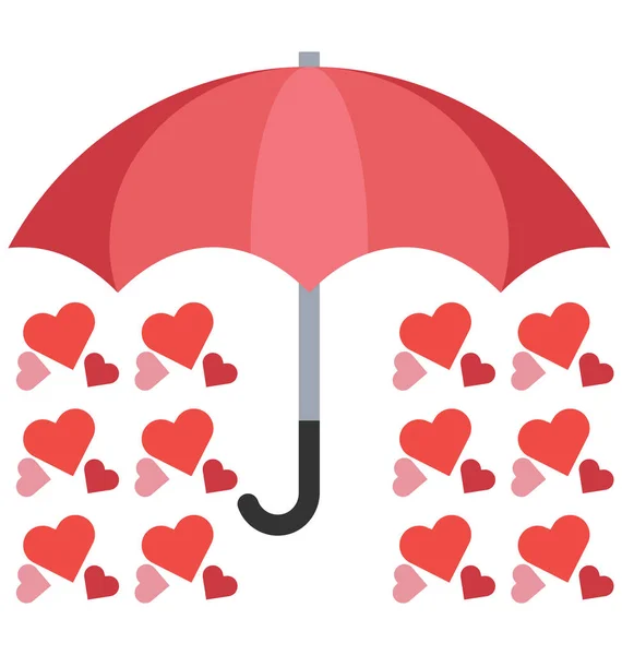Kalp Yağmur Şemsiye Vektör Simgesi — Stok Vektör