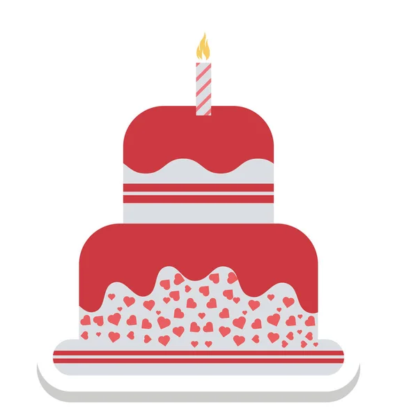 Candles Cake Birthday Cake Vector Icon — Stock Vector