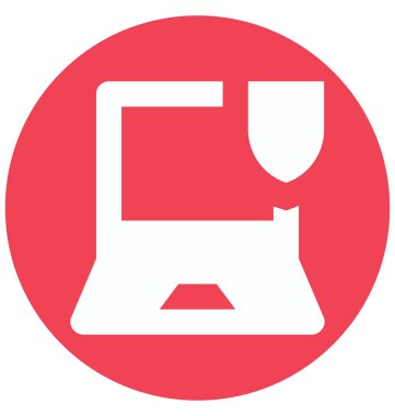 Dizüstü bilgisayar koruma iki izole ve düzenlenebilir glif vektör simge renk