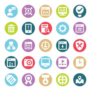 Web, Seo, Araçlar ve dijital pazarlama iki renk glif vektörel çizimler yalıtılmış düzenlenebilir simgeler paketi