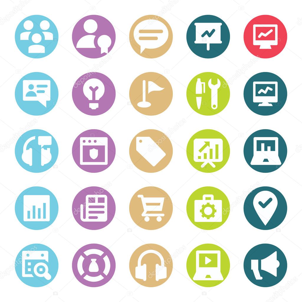 Web, SEO, Tools and Digital Marketing Two Color Glyph Vectors Isolated editable Icons Pack