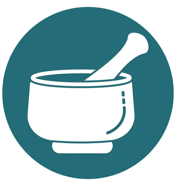 Mortero Pestle Aislar Vector Icono Editable — Vector de stock