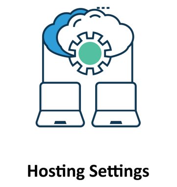 Ayarları Hosting cloud izole ve teknoloji için simge vektör 