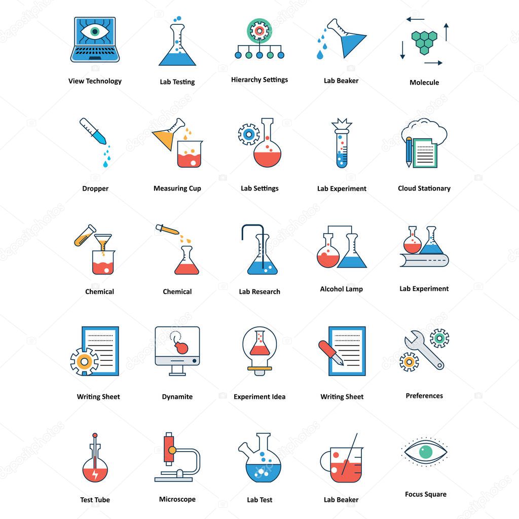 medical and technology Line and color fill editable Vector Icons 