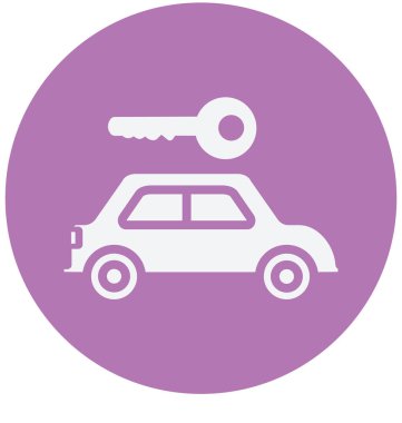 Seyahat ve tur projeler için araba ile anahtar izole vektör simgesi kullanın