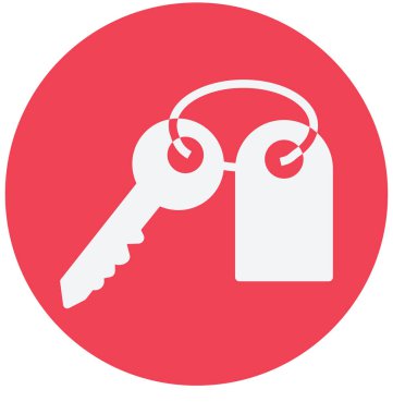 Oda anahtarını izole vektör simge kullanmak seyahat ve tur projeler için