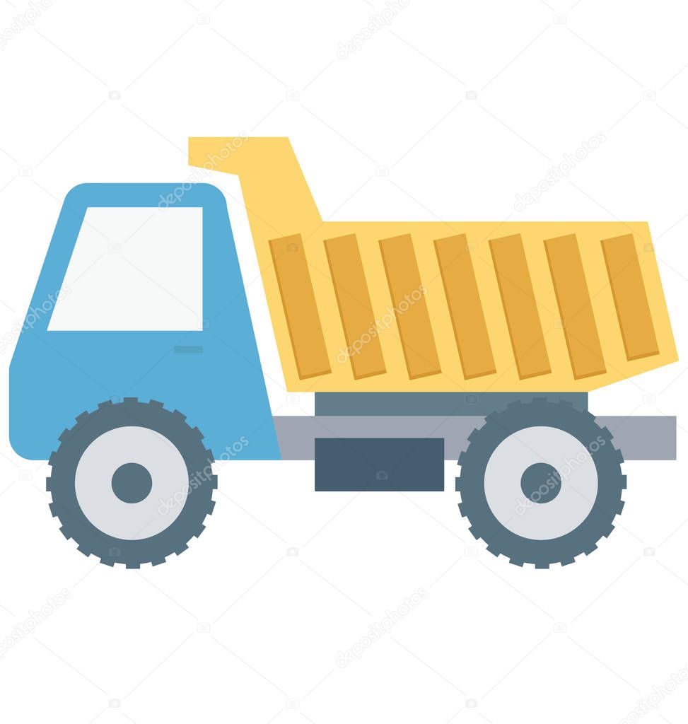 Dump Truck Isolated Vector Icon for Construction
