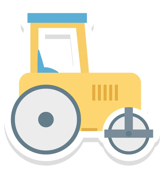 Road Bulldozer Isolated Vector Icon Construction — Stock Vector