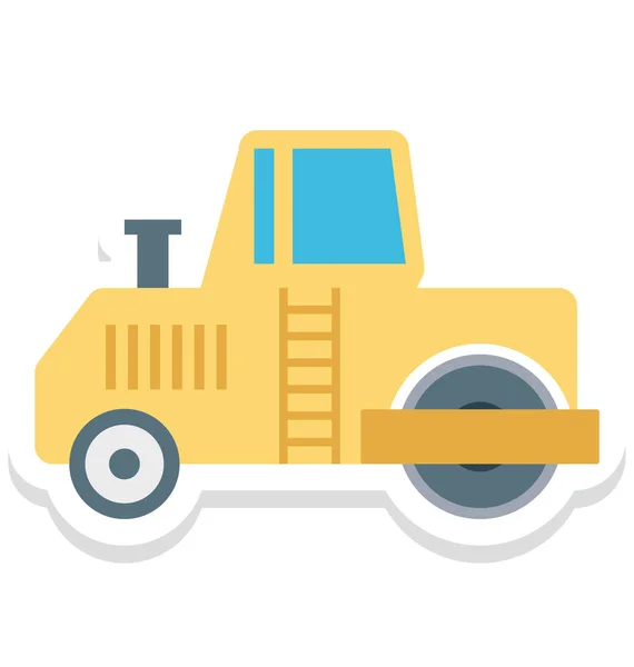 Road Bulldozer Isolated Vector Icon Construction — Stock Vector