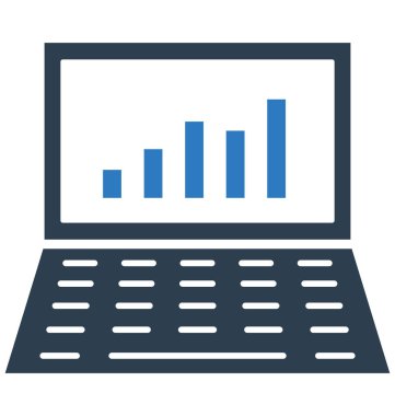 Online çubuk grafik izole vektör simgesi 