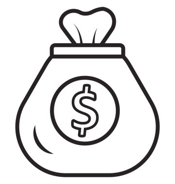 Doları çuval izole vektör simgesi  