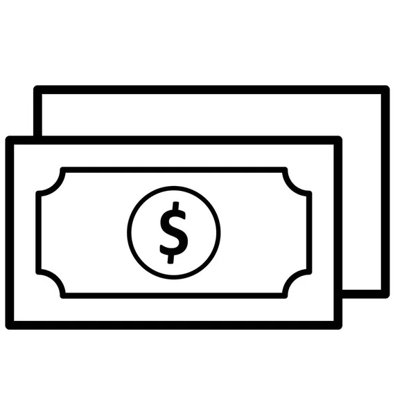 Paquete Dinero Aislado Vector Icono — Vector de stock