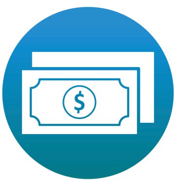 Çizgi ve dolgu simgesini ile para izole vektör bohça 