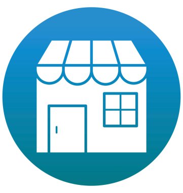 Çizgi ve dolgu simgesini ile sokak dükkanı izole vektör 