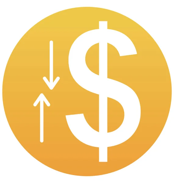 Dollar Valuation Isolated Vector Line Fill Icon — Stock Vector