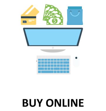 Satın Online izole renk vektör çizim simgesi