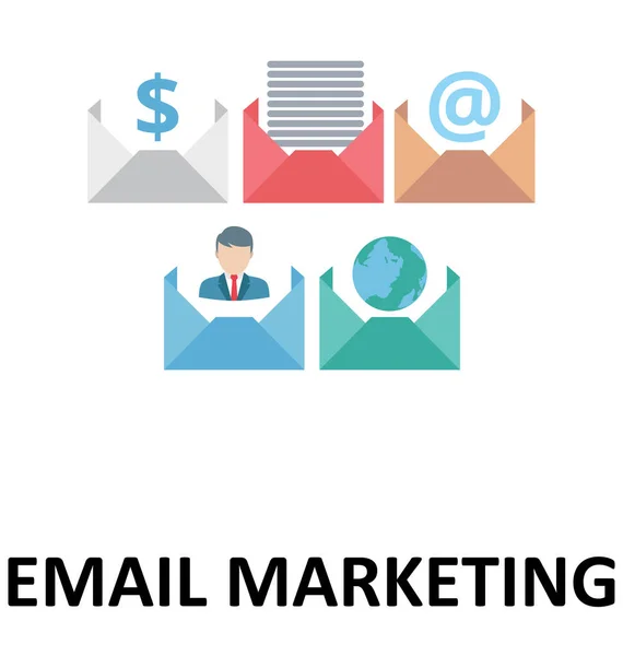 Email Marketing Isolado Cor Vector Ilustração Ícone — Vetor de Stock