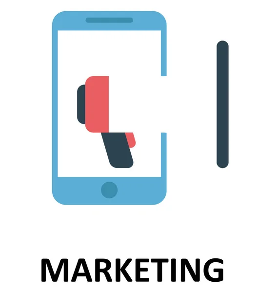 Mobile Marketing Geïsoleerde Kleur Vector Illustratie Icon — Stockvector