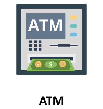 ATM izole renk vektör çizim simgesi