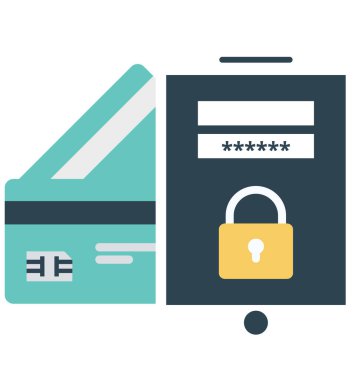 Güvenli ödeme izole renk vektör çizim simgesi