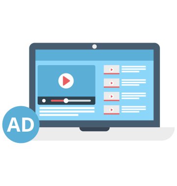 Video pazarlama izole renk vektör çizim simgesi