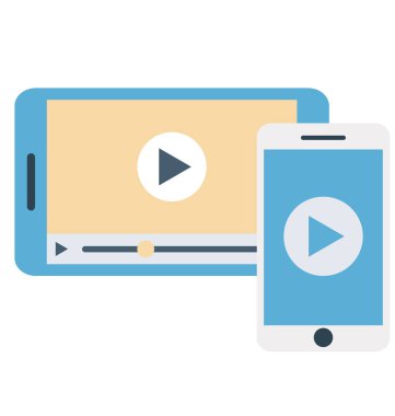 Video, mobil izole renk vektör çizim simgesi