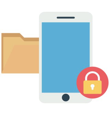 klasör, kilitli klasör izole renk vektör çizim simgesi