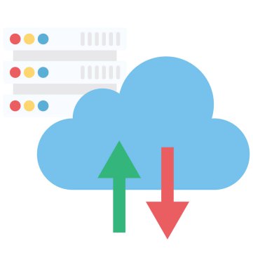 Bulut bilgisayar, indir, izole renk vektör çizim simgesi