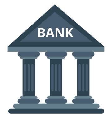 Banka, izole renkli vektör illüstrasyon simge oluşturma